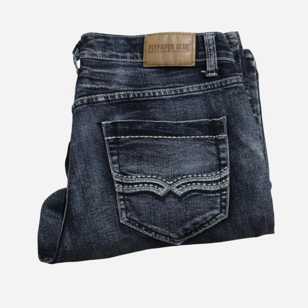 Mens Y2K Flypaper Grunge Relaxed Straight Acid Wash Mid-rise Jeans